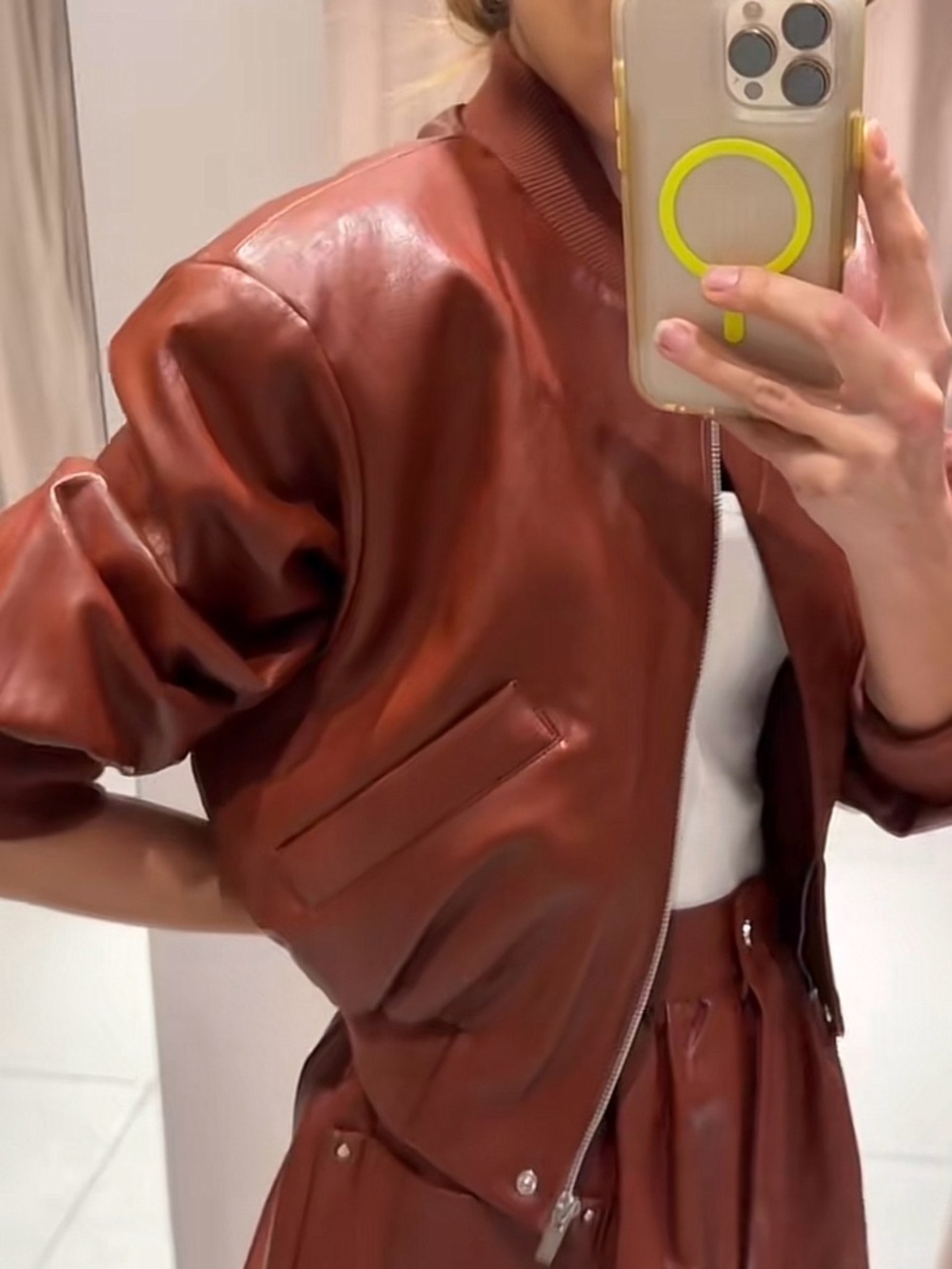 ZARA FAUX LEATHER LONG BERMUDA SHORTS - Picture 4 of 8